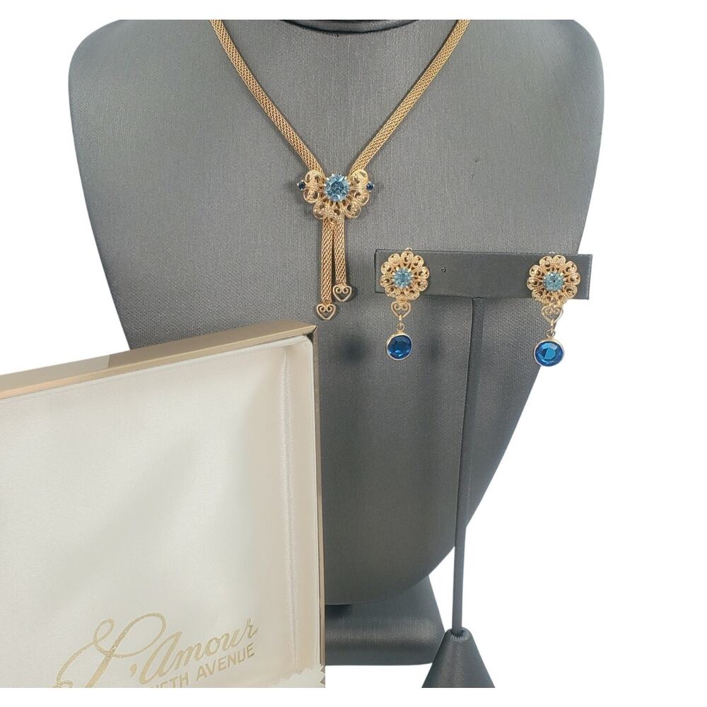 Vintage L’Amour Fifth Avenue Choker Necklace & Earrings Set in Original Lace Box